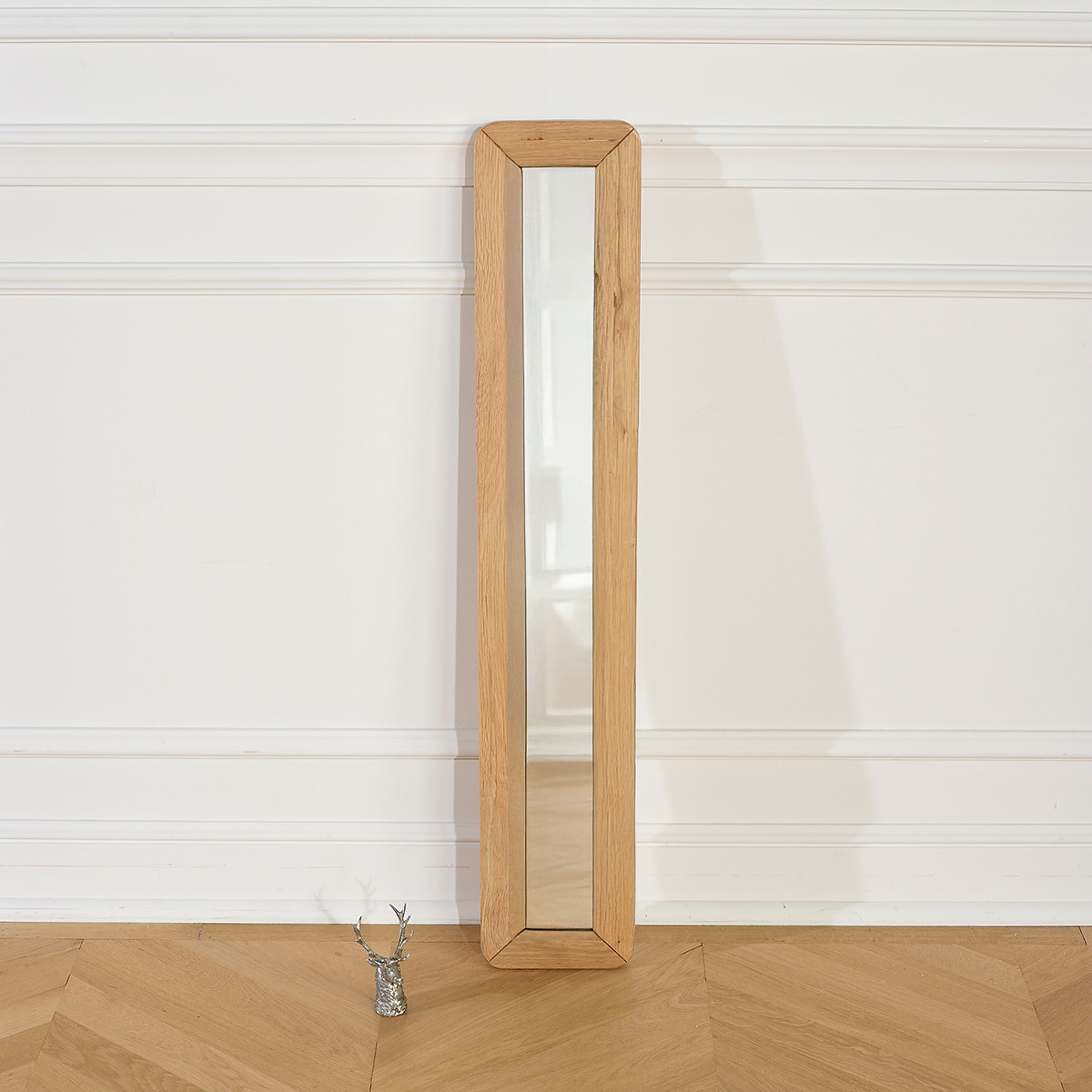 Miroir 110x20 cadre en chêne HUGUETTE beige, ROBIN DES BOIS