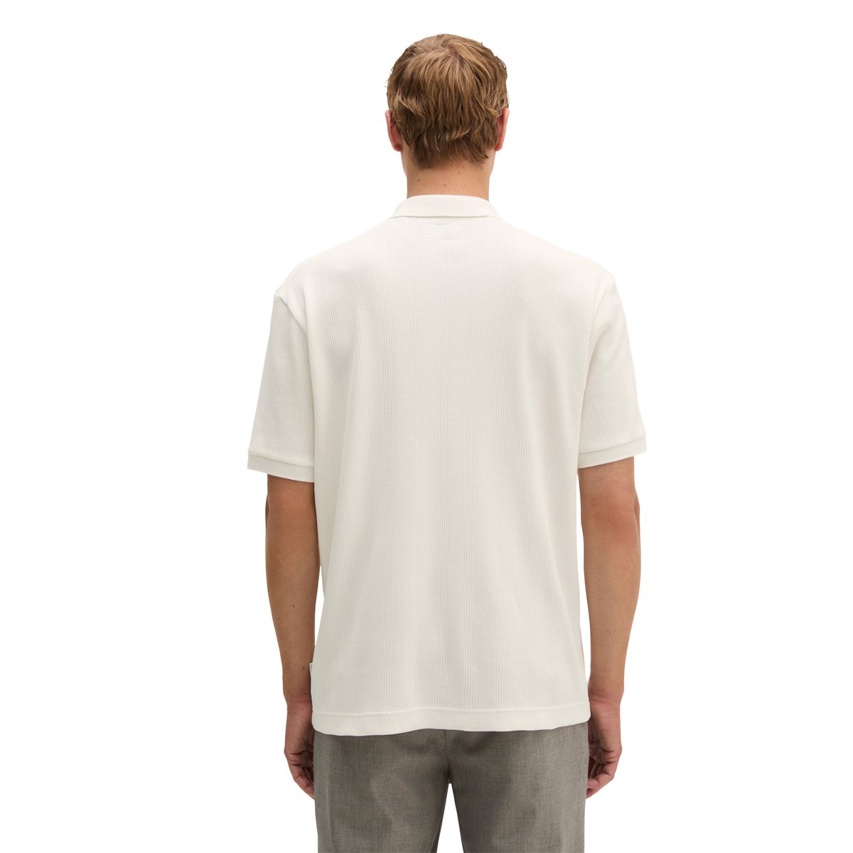 Polo en jersey côtelé, coupe classique en pur coton biologique blanc, MARC O'POLO