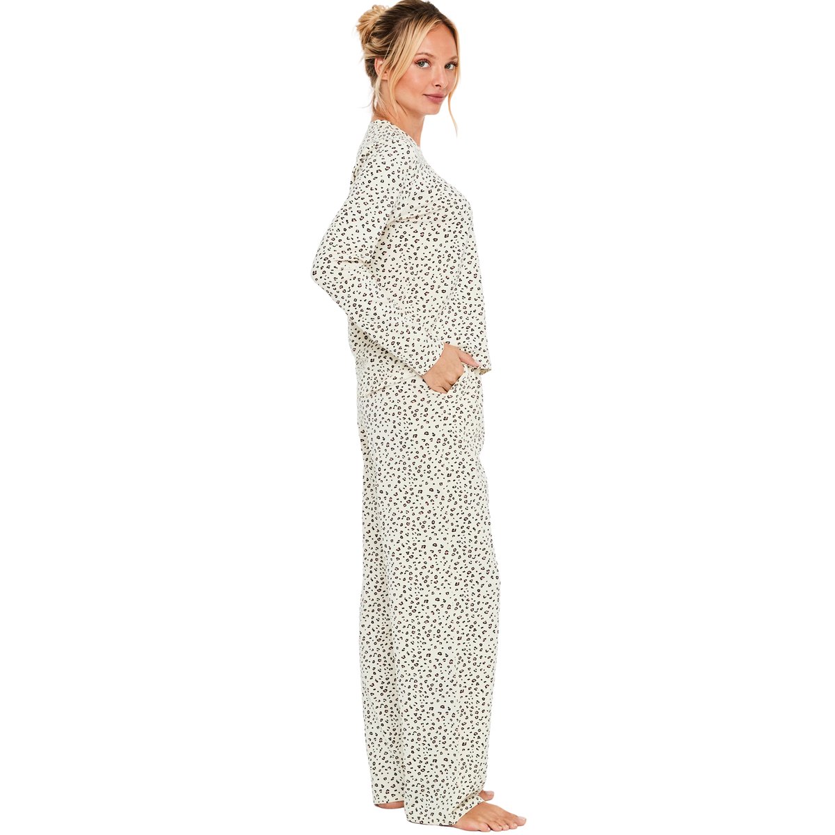 Pyjama pantalon top manches longues Wild Calm ivoire, SELMARK