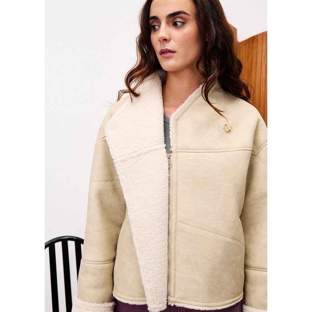 Manteau col roulé LAMARTINE beige crème, FRNCH