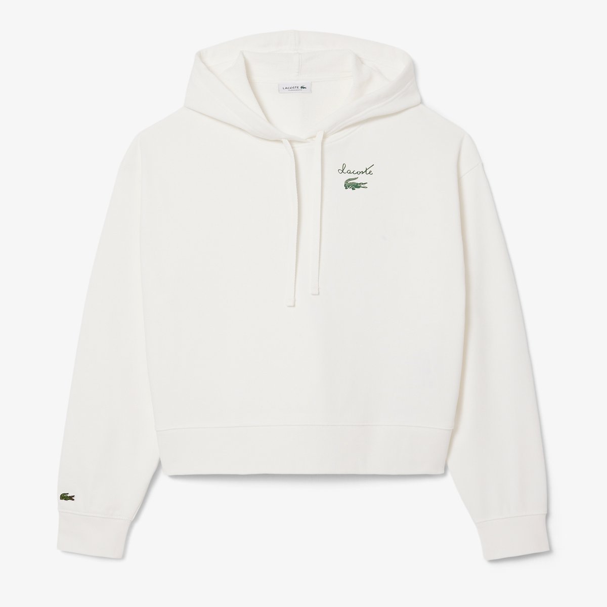 Sweatshirt à capuche molleton siglé blanc-70v, LACOSTE