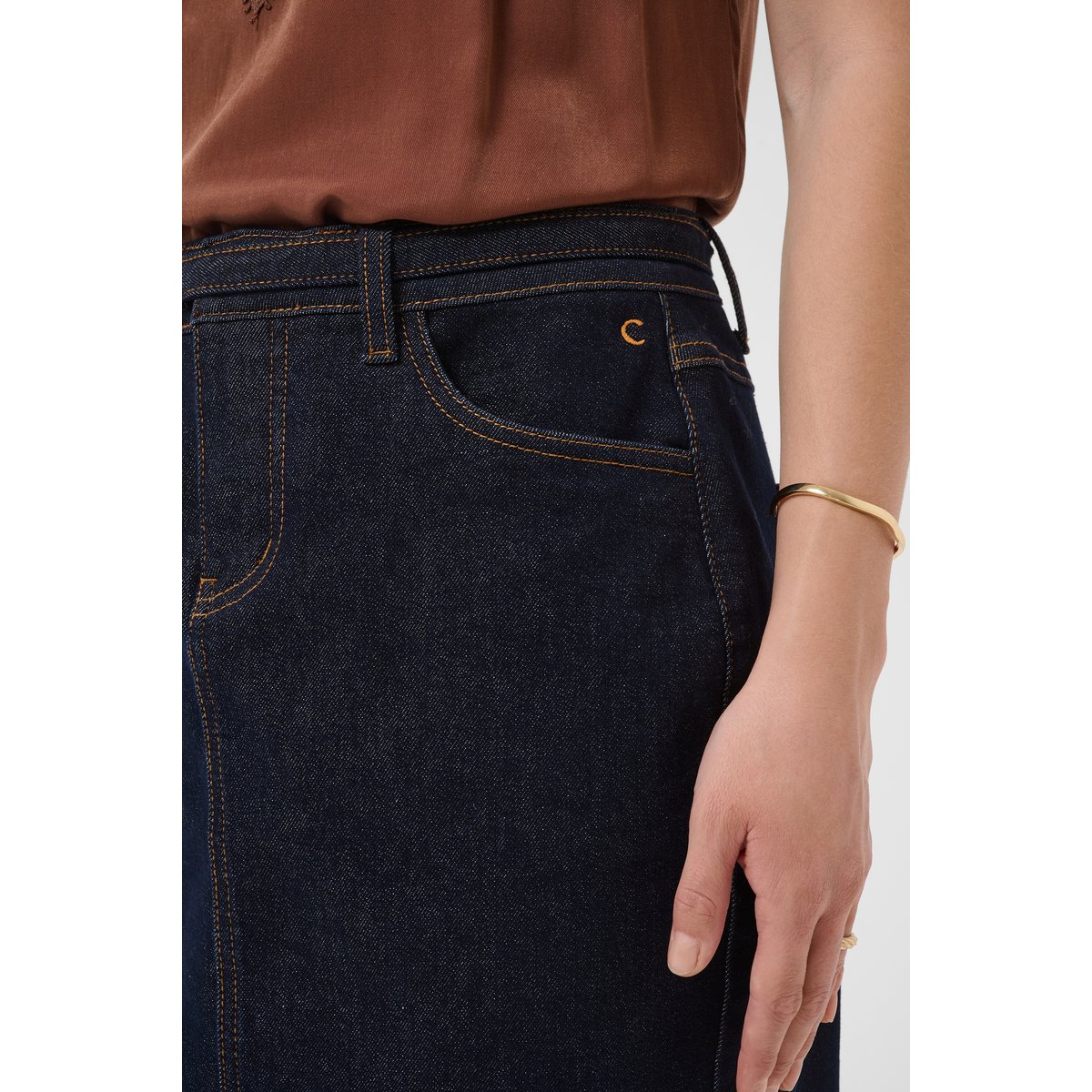 Jupe casual bleu chicago rinse blue denim tobac, CREAM