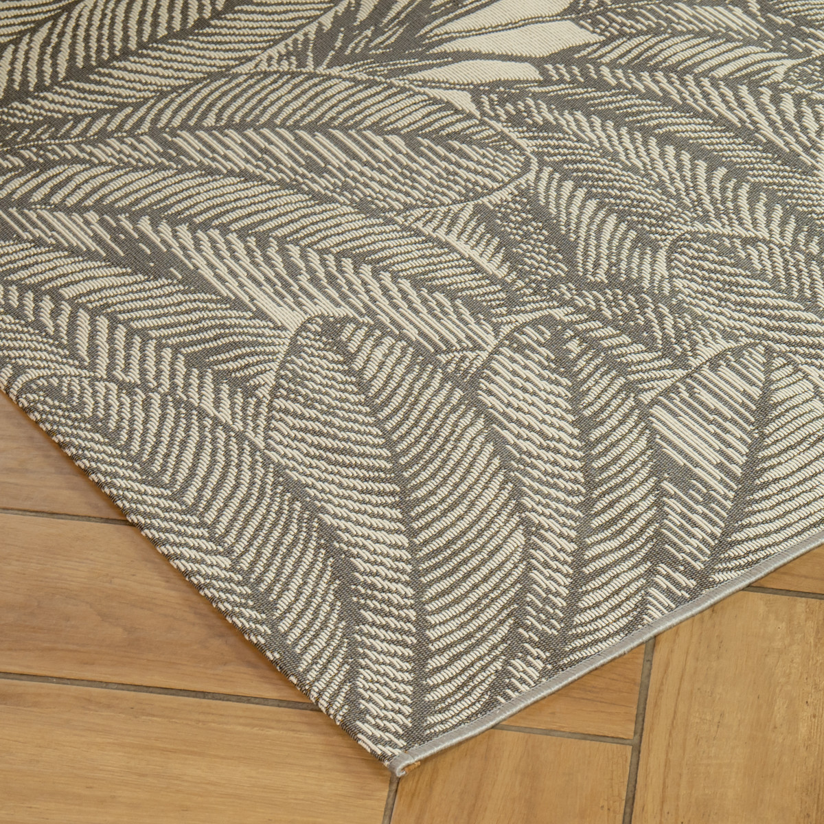 Tapis déco intérieur et extérieur palmiers PALMA gris, FUTURE HOME