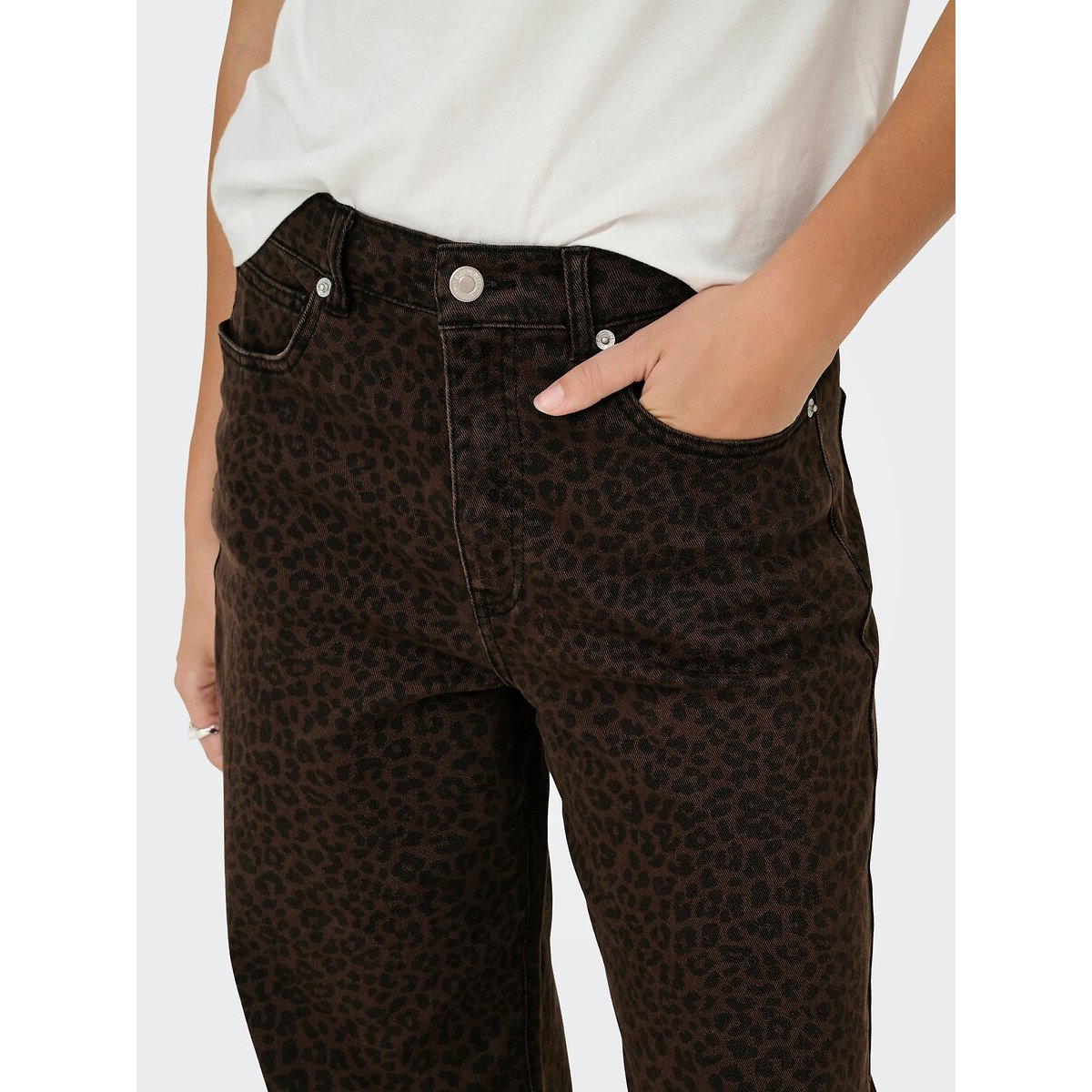Jean imprimé léopard taille haute imprimé léopard, ONLY