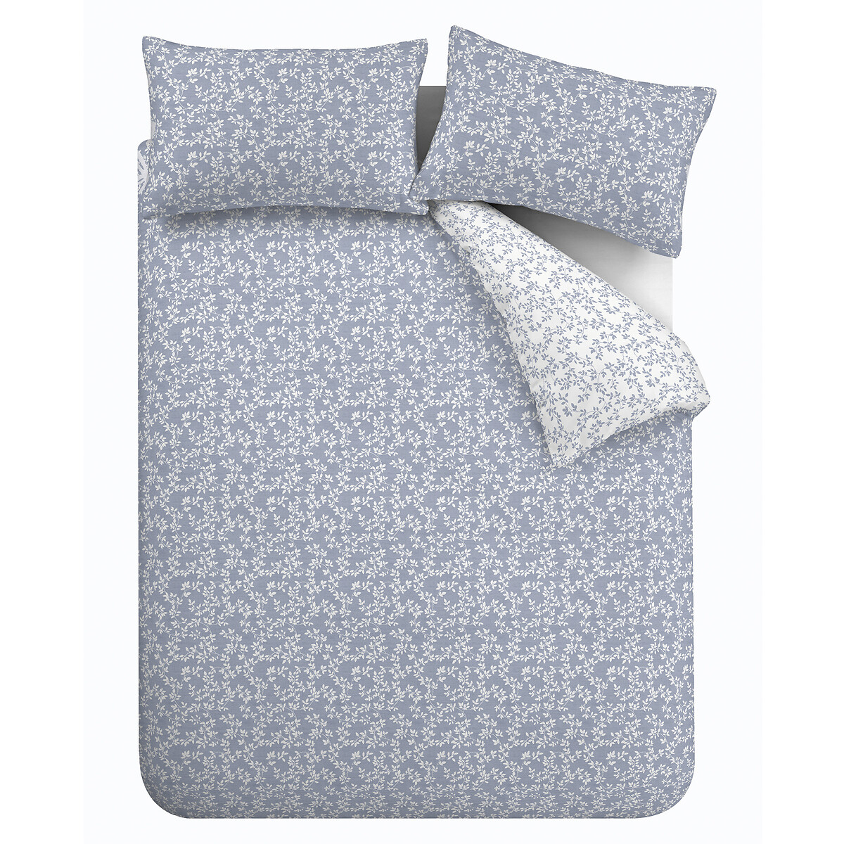 Shadow Leaves 100% Cotton Duvet Cover and Pillowcase Set light blue, BIANCA FINE LINENS