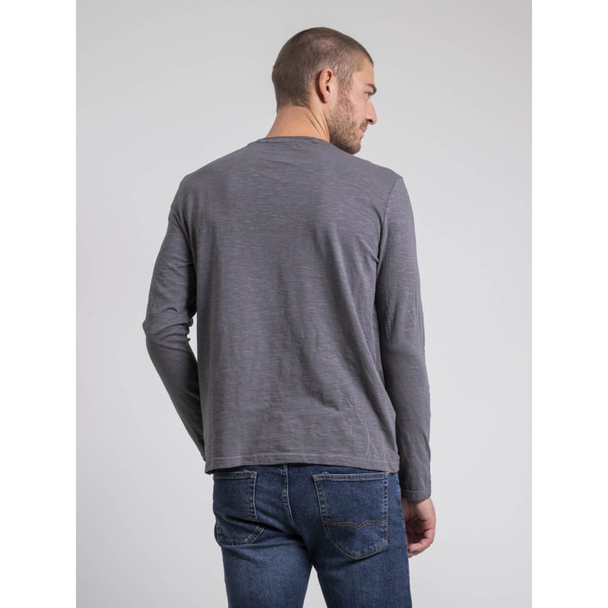 T-shirt Manches Longues Col Rond Pur Coton Javeloti gris, RITCHIE