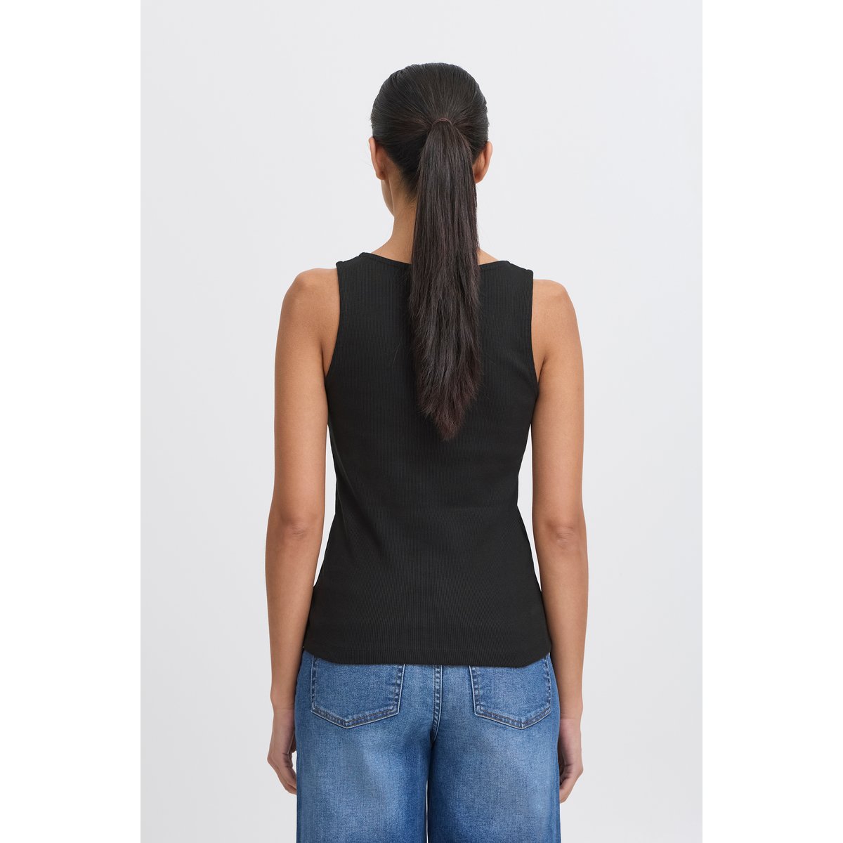 Débardeur en coton, coupe ajustée noir black, ICHI