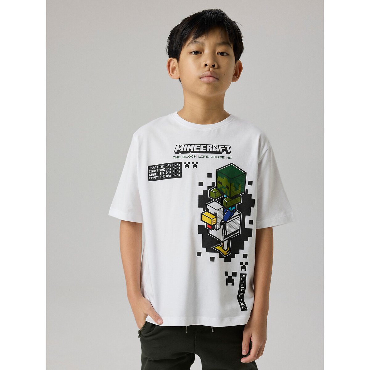Camiseta de manga corta MINECRAFT blanco, NAME IT