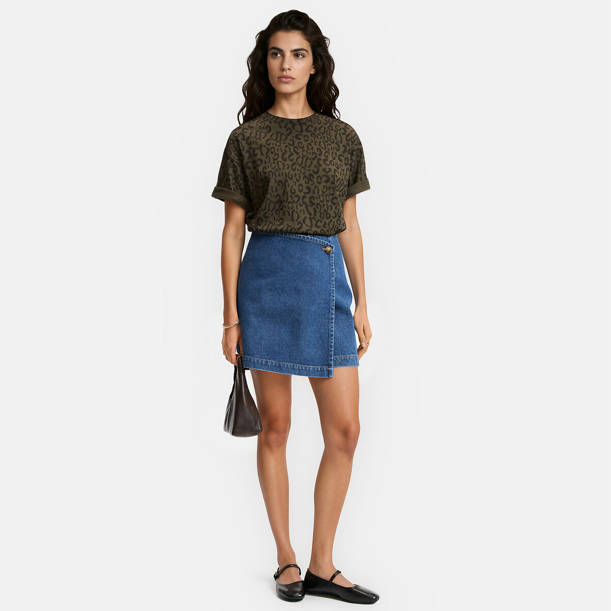 Leopard Print Crew Neck Short Sleeve T-Shirt leopard print/khaki, LA REDOUTE COLLECTIONS