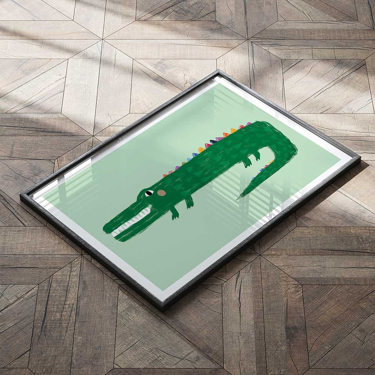 Affiche enfant crocodile vert affiche seule, HEXOA