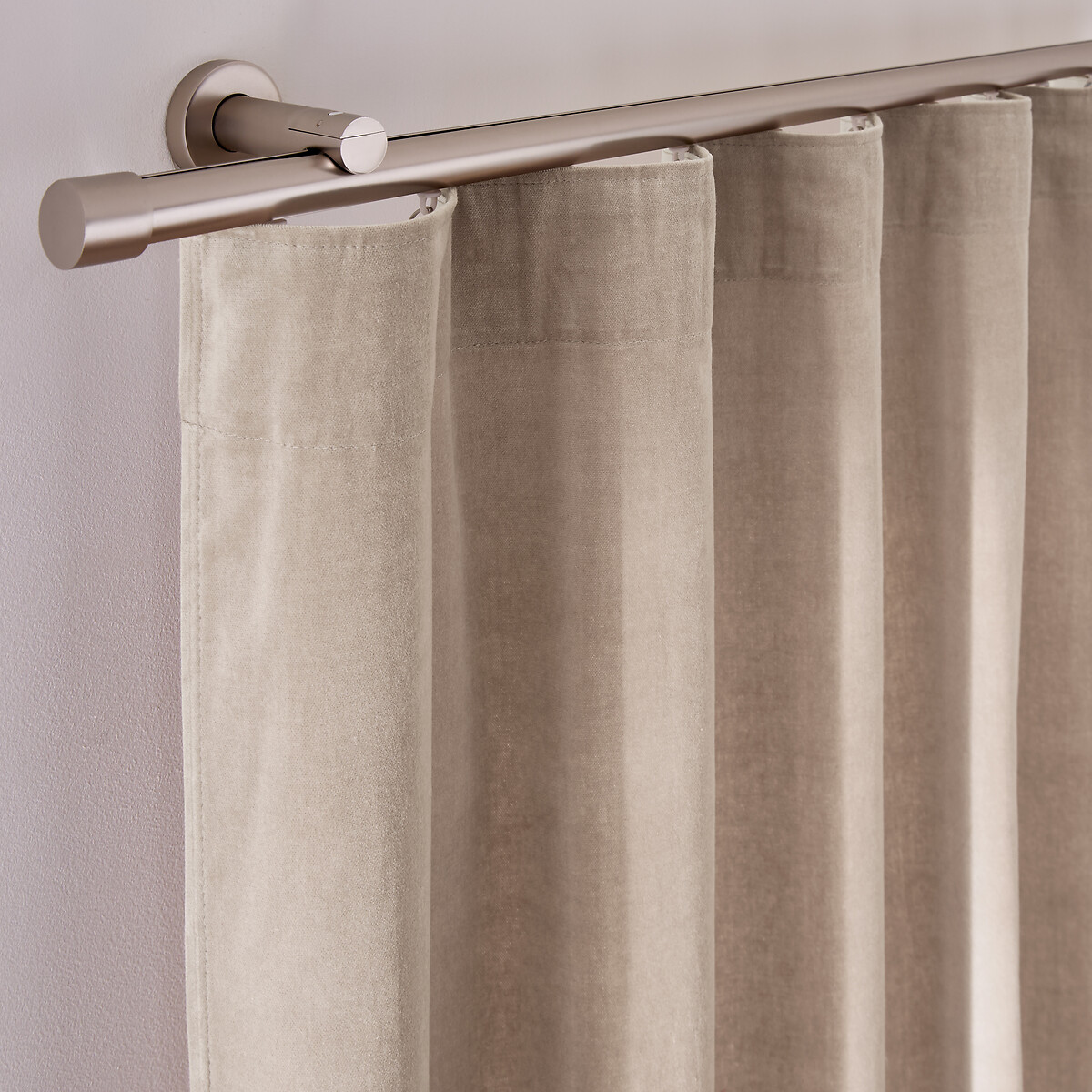 Velvet Curtain with Pencil Pleat and Wave grey-green, LA REDOUTE INTERIEURS