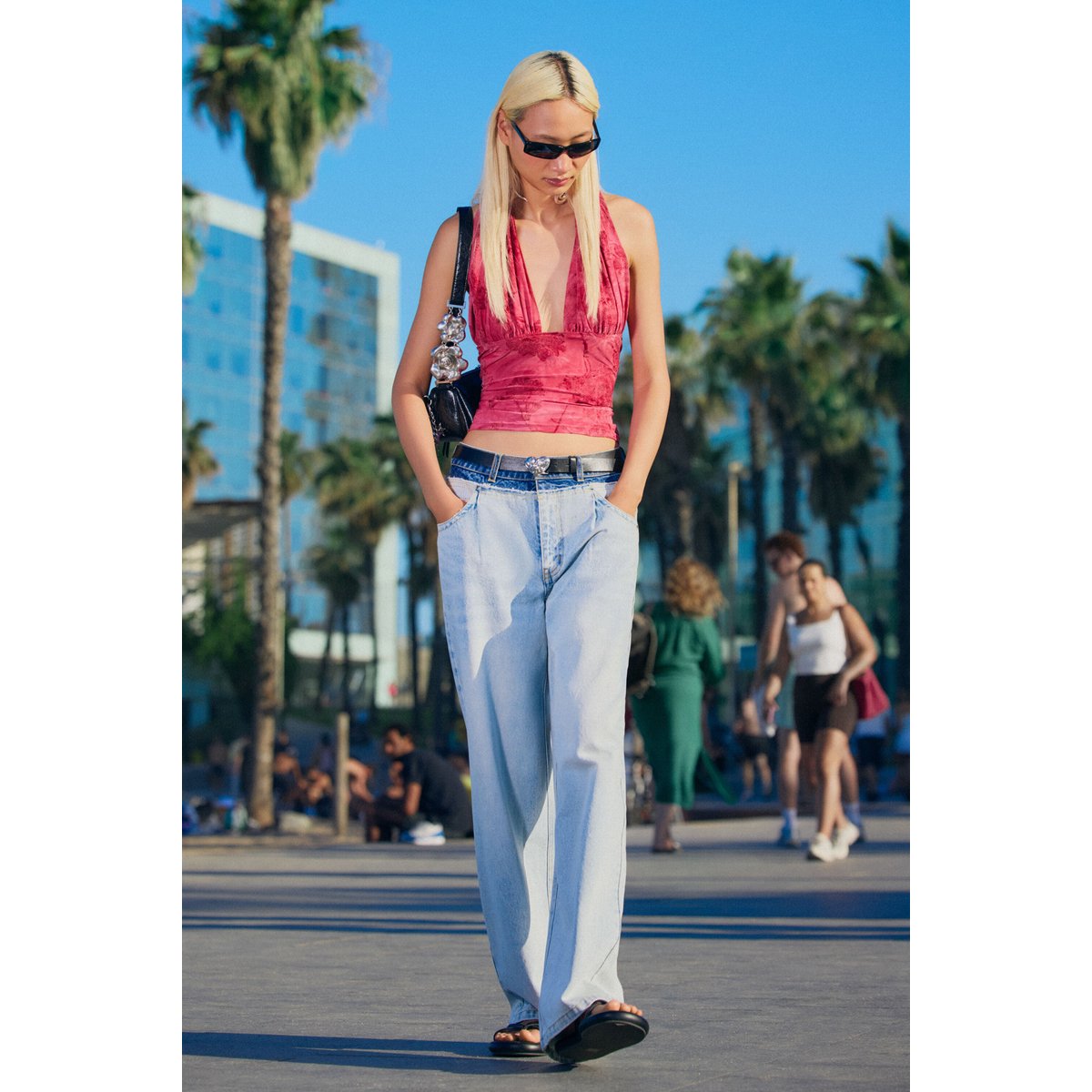 Top floqué multiposition rouge, DESIGUAL