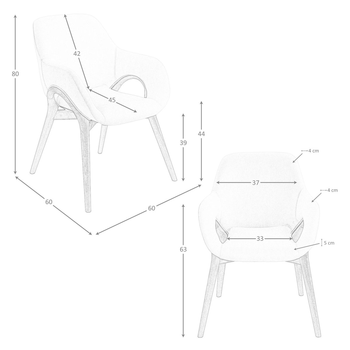 Chaise en tissu noyer | beige, ANGEL CERDA