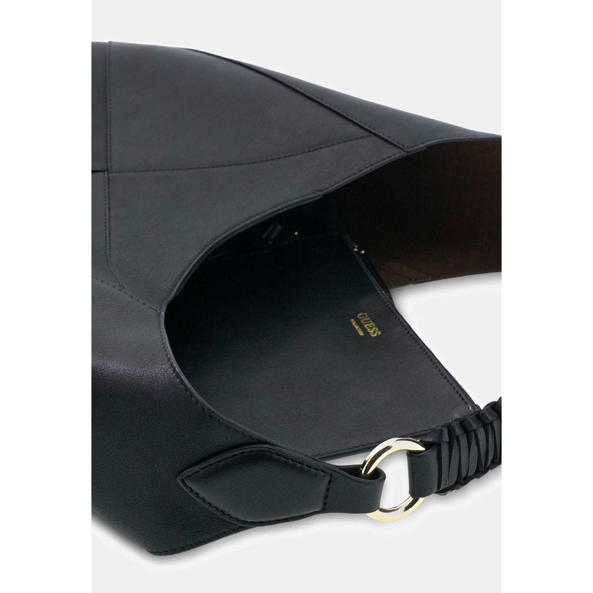Sac Hobo Pauline En Cuir Véritable noir, GUESS