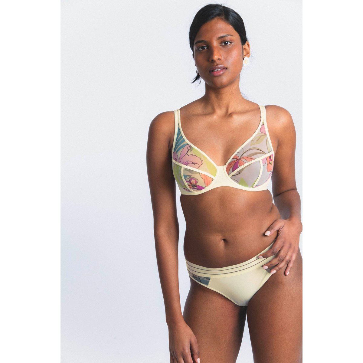 Tanga en microfibre et tulle NUFIT GARDEN glowing garden, MAISON LEJABY