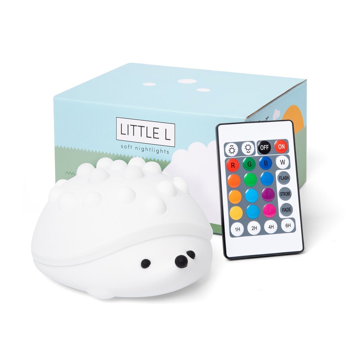 Veilleuse Roméo Hérisson avec télécommande blanc, LITTLE L