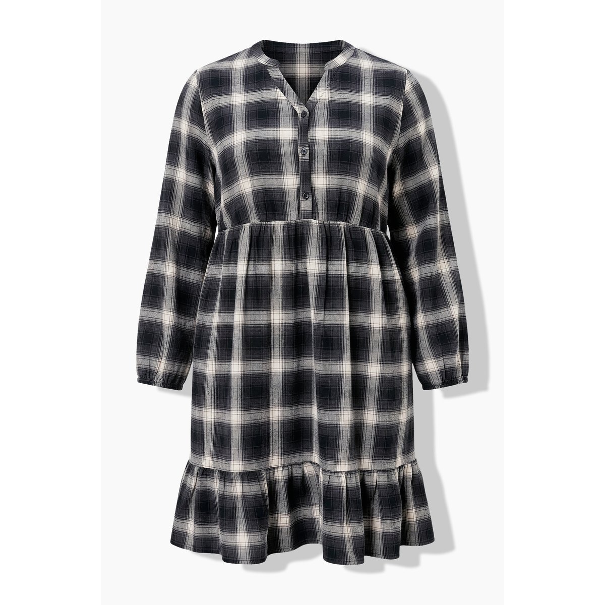 Robe en flanelle à carreaux noir, ULLA POPKEN