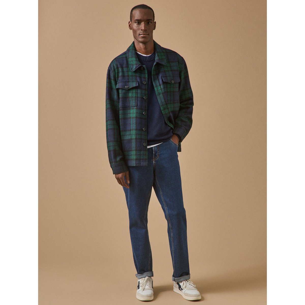 Surchemise tartan  en laine carreaux famille, CYRILLUS