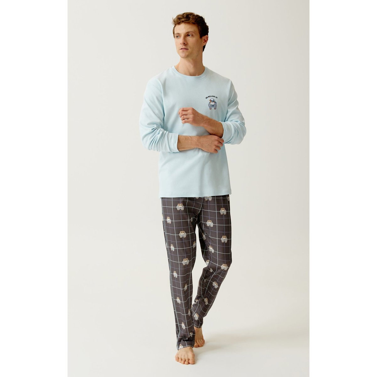 Pyjama en jersey de coton épais imprimé Ma meilleure vie ebony, ARTHUR