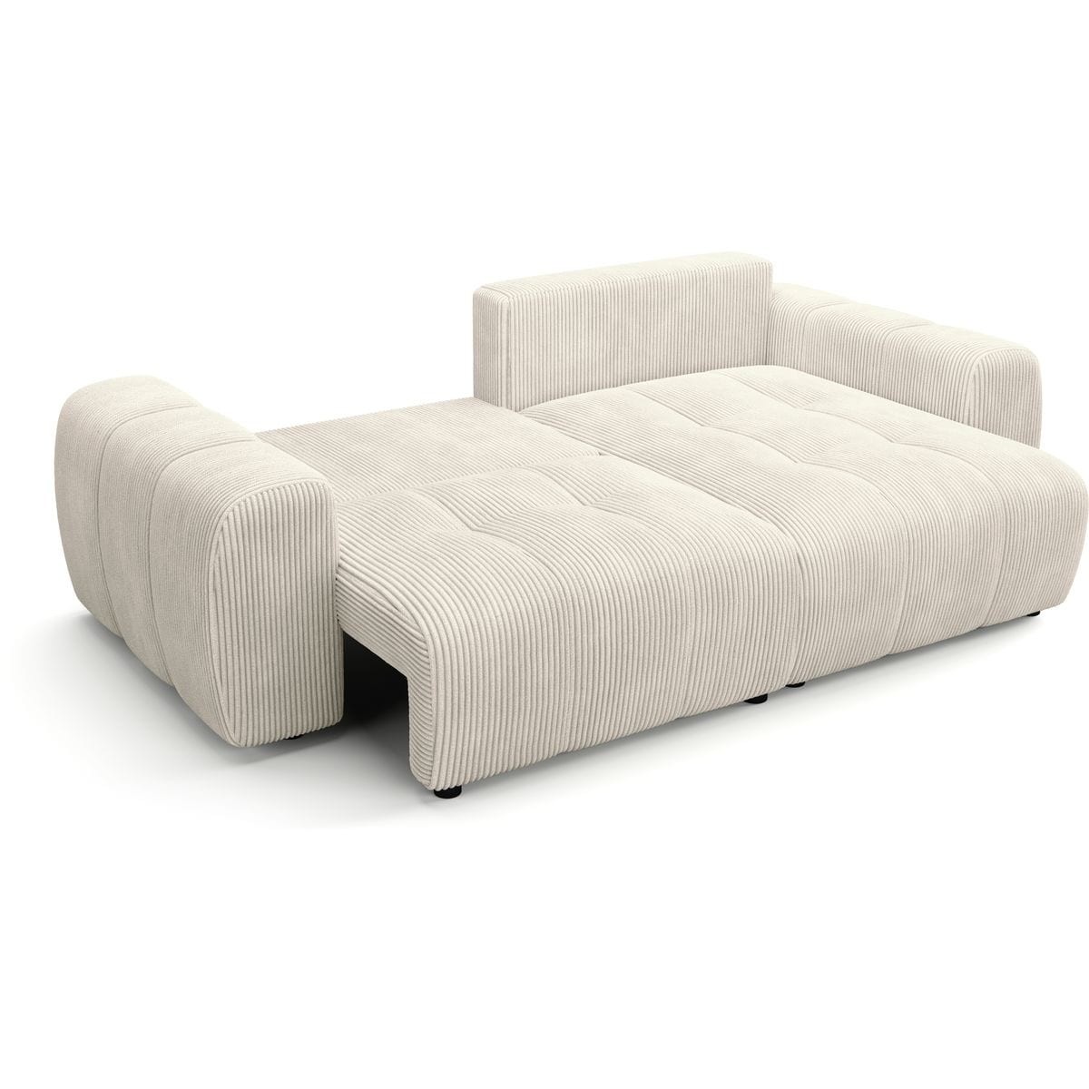 Canapé d'angle réversible convertible 4 places en velours côtelé - ALBA beige, HOMIFAB