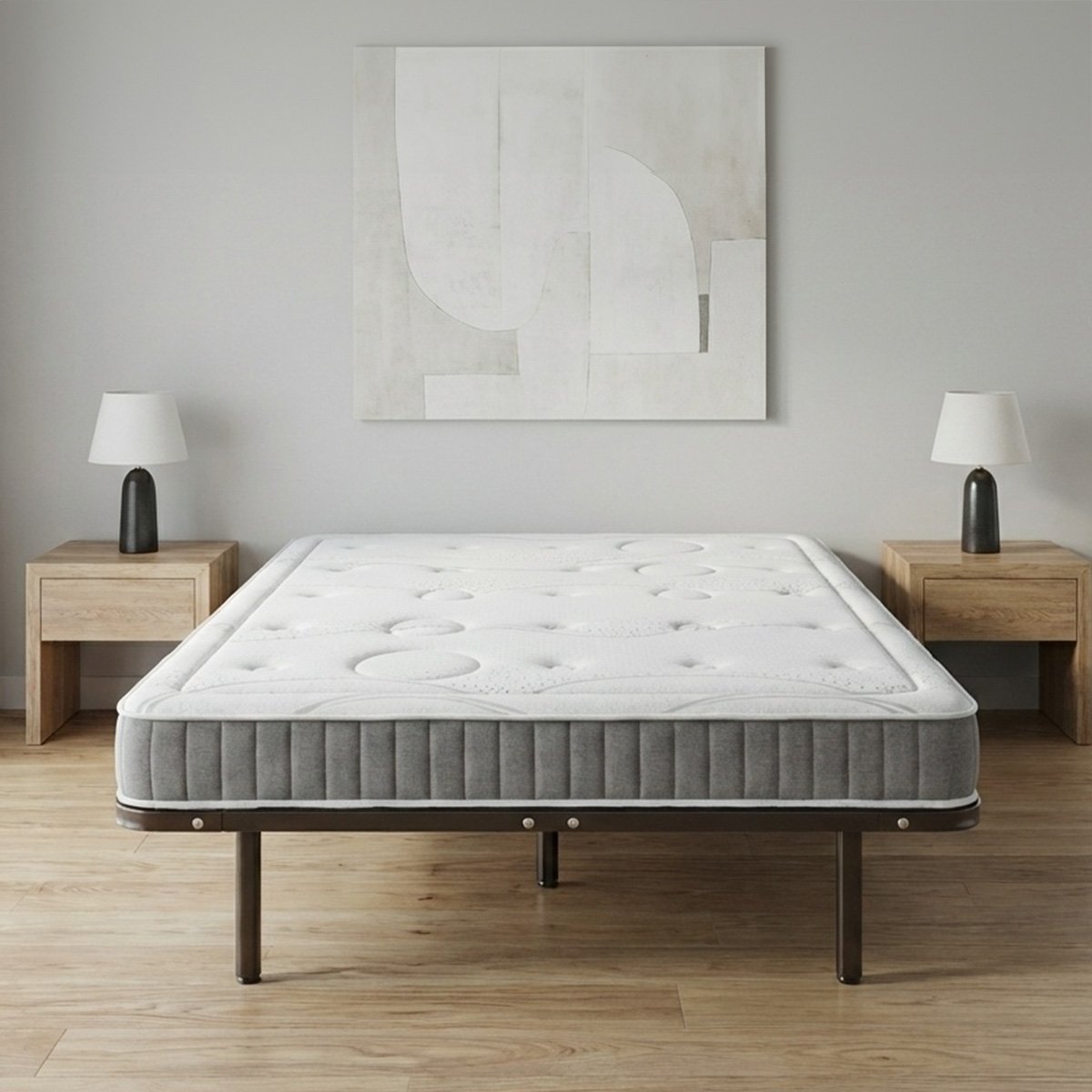 Ensemble Matelas Mémoire de forme INTUITION avec Cadre à lattes blanc, OLYMPE LITERIE