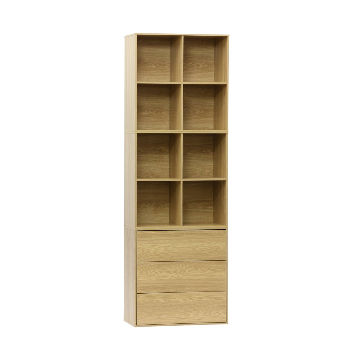 Etagère, bibliothèque modulable décor bois 3 éléments - 3 tiroirs 8 niches KOMPO chêne, SWEEEK