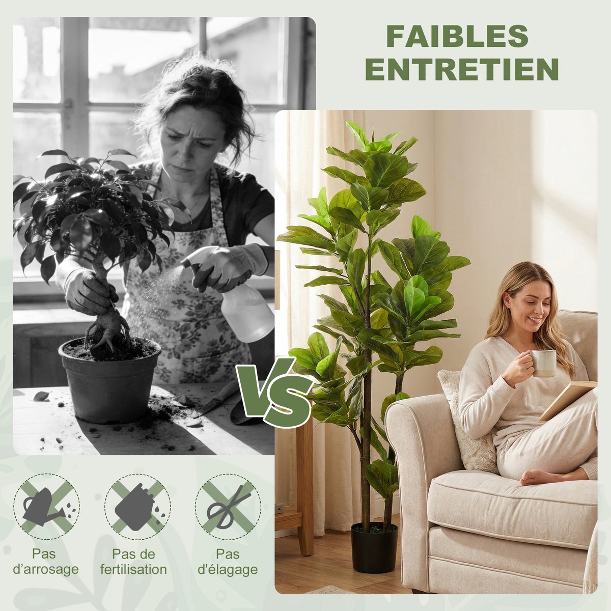Plantes artificielles PEVA Vert vert, HOMCOM