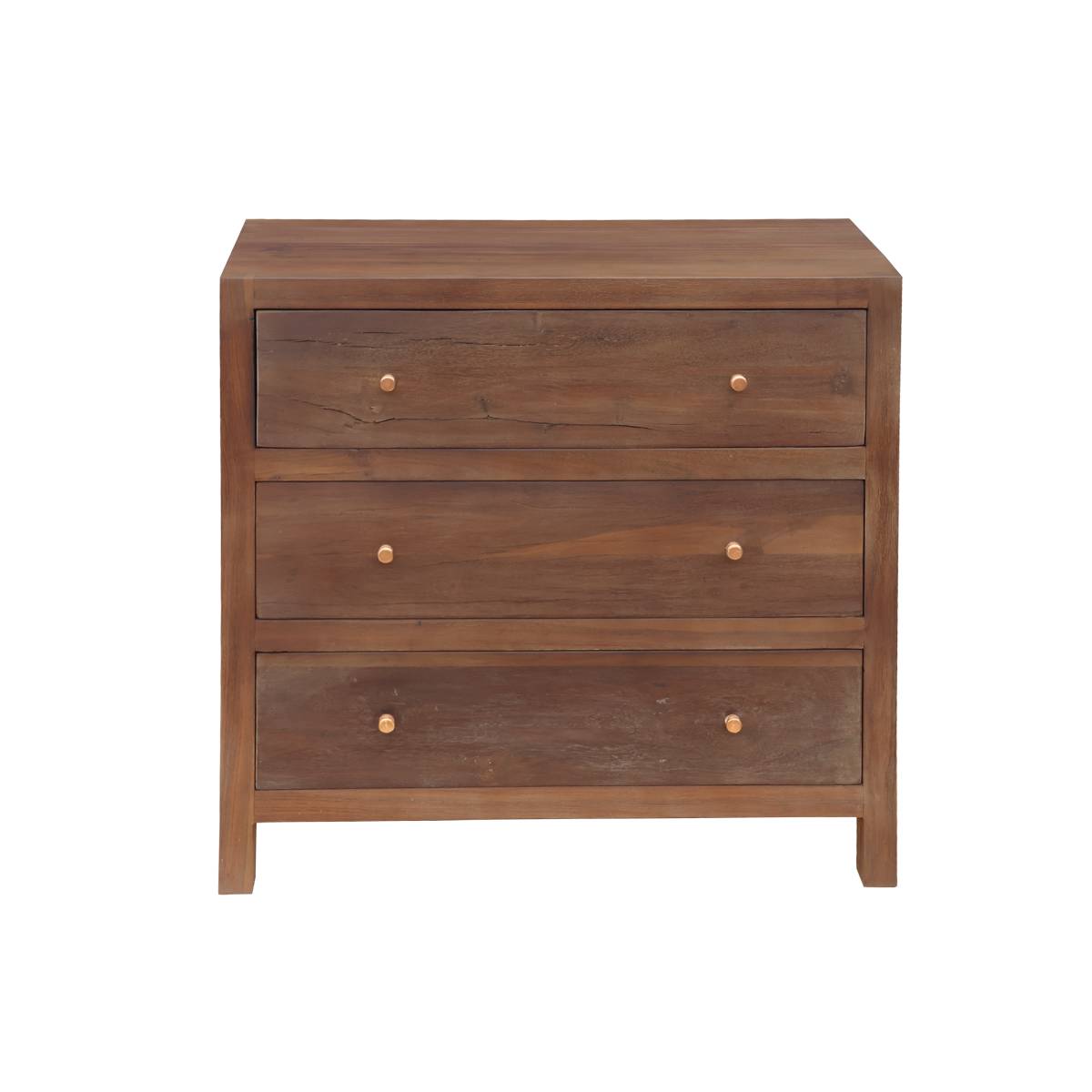Commode 3 tiroirs en bois recyclé ARVEN bois foncé, MADE IN MEUBLES