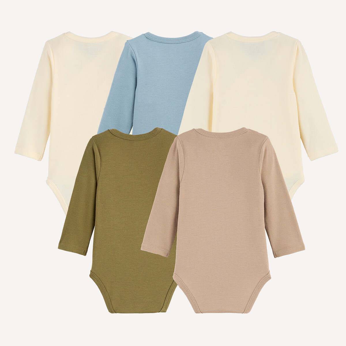 Lot de 5 bodies croisés manches longues, en coton, thème abécédaire assortis, LA REDOUTE COLLECTIONS