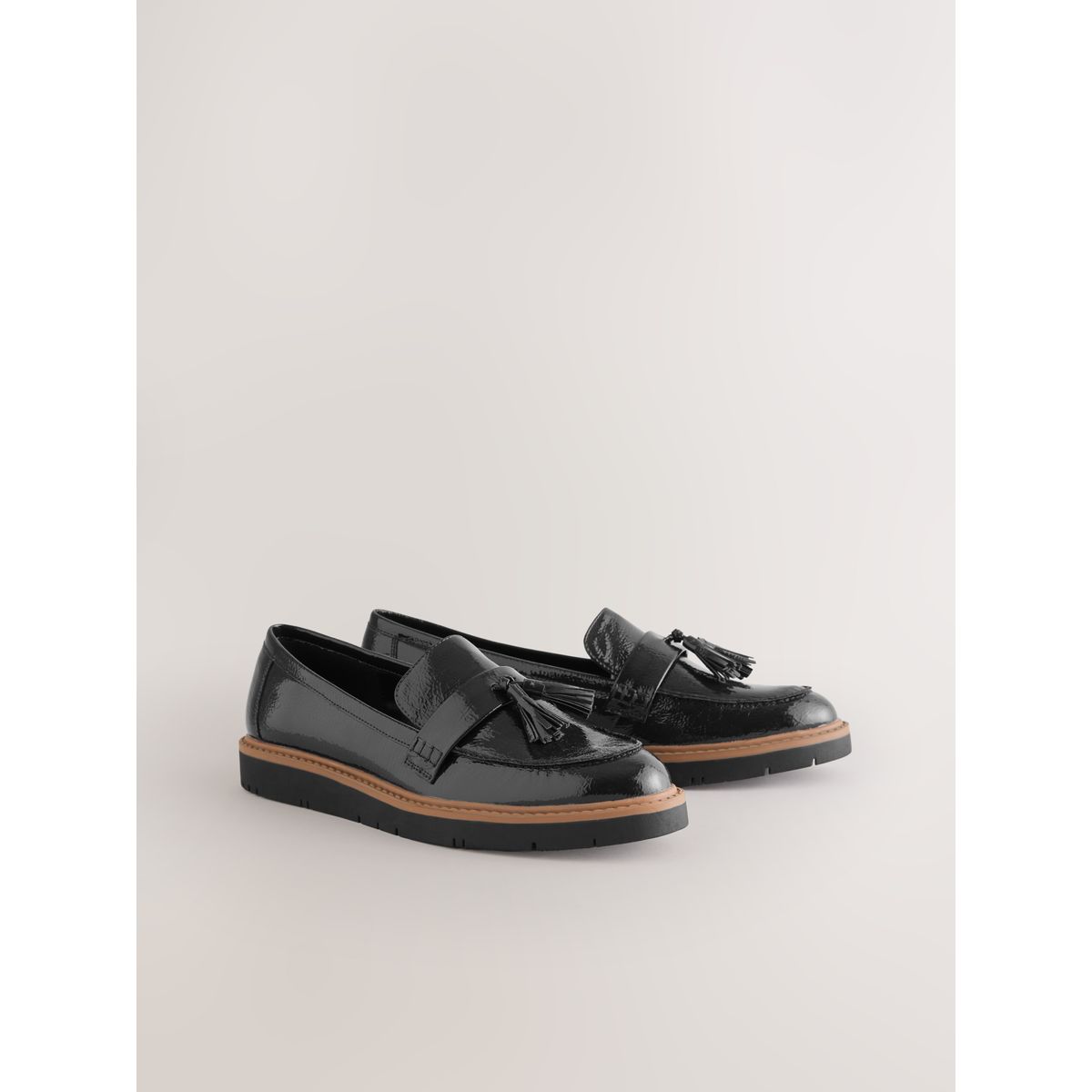 Mocassins à glands et semelle épaisse noir, NEXT