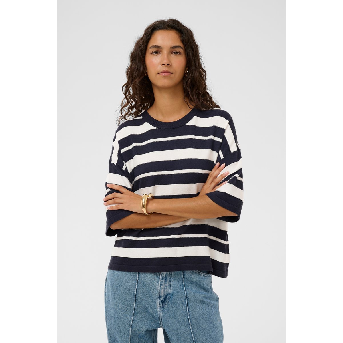 Pullover tricoté noir blanc india ink and white stripe, SOAKED IN LUXURY