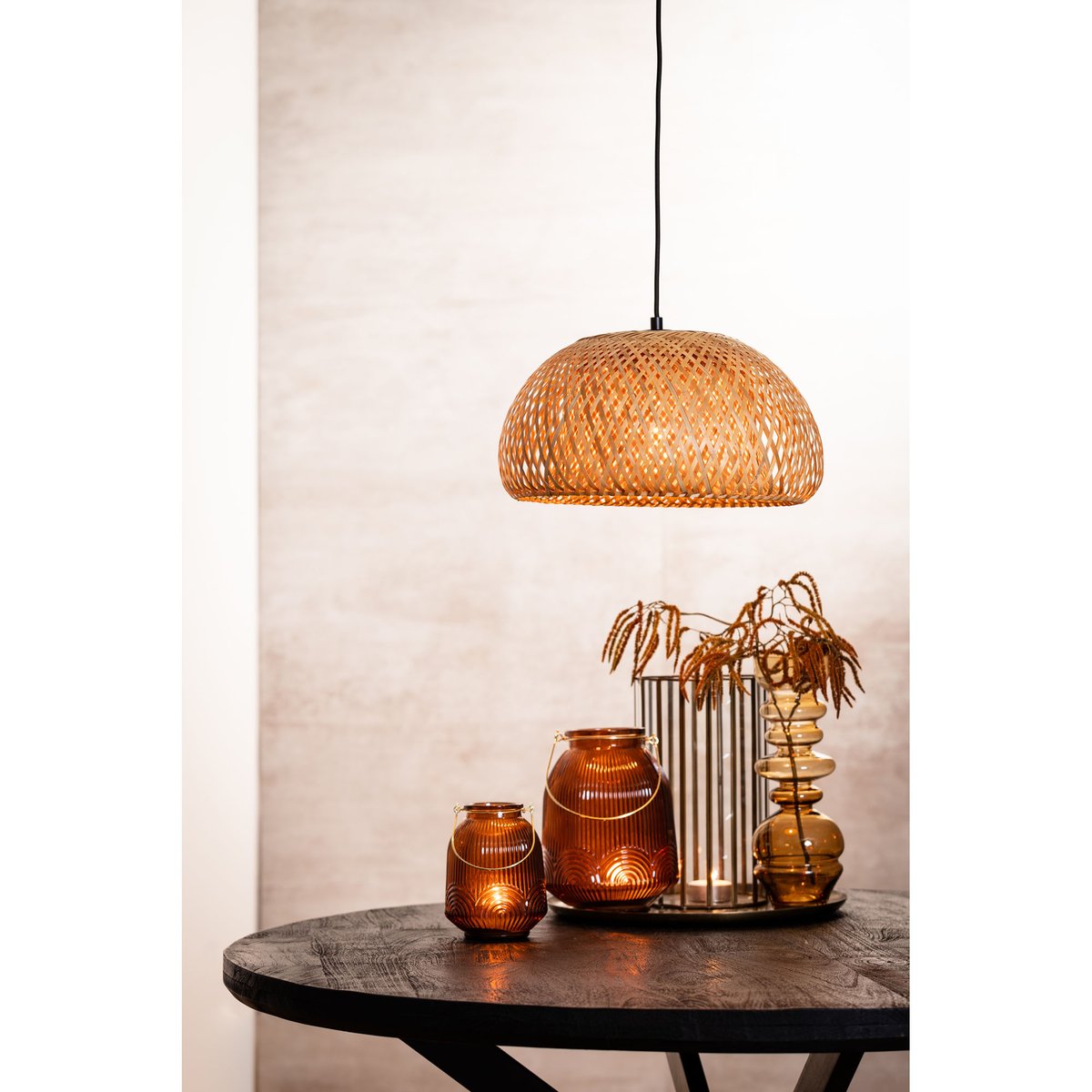 Lampe Suspendue Bambou TIMEO brun, LIGHT & LIVING