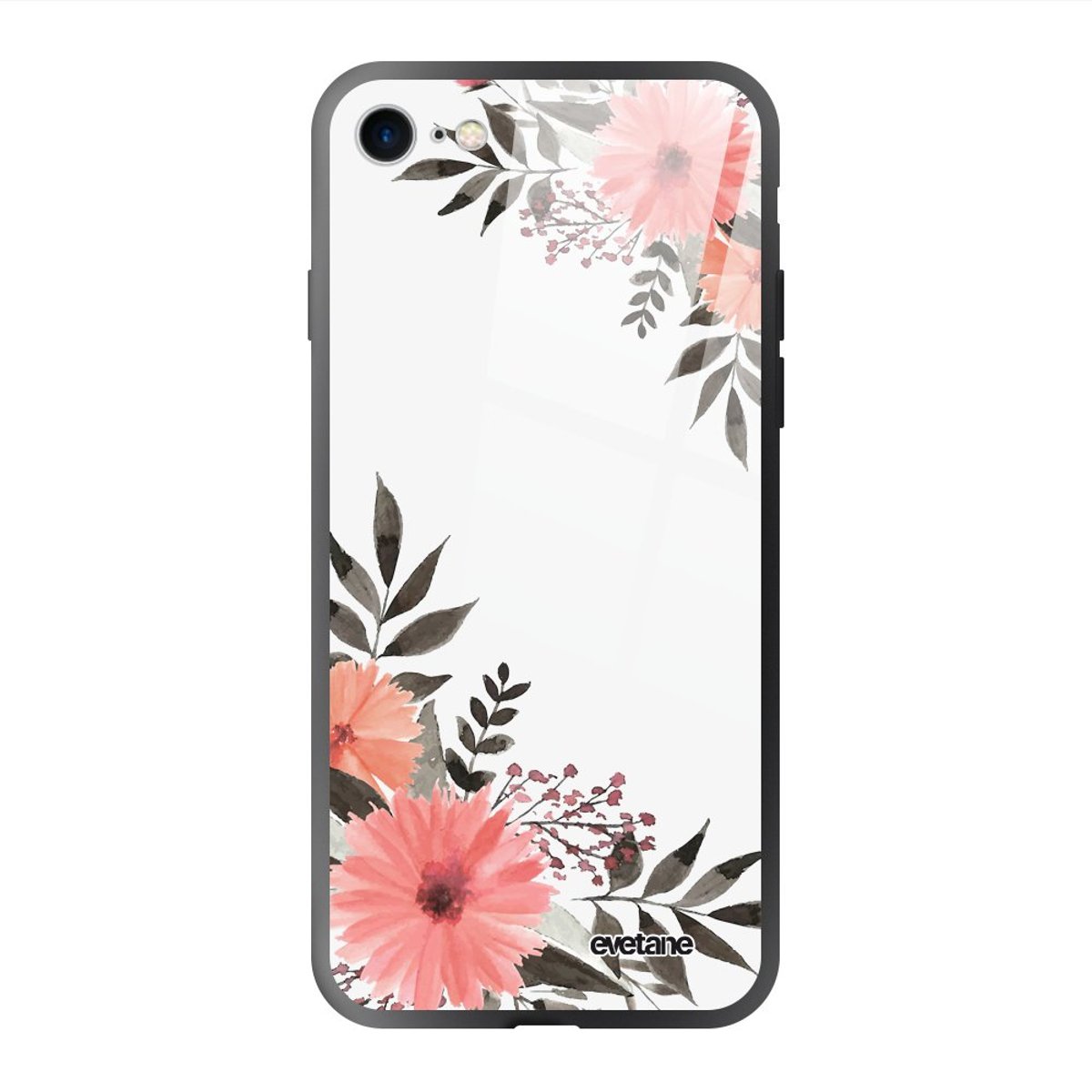 Coque soft touch glossy iPhone 7/8/ iPhone SE 2020/ 2022 fleurs roses, EVETANE