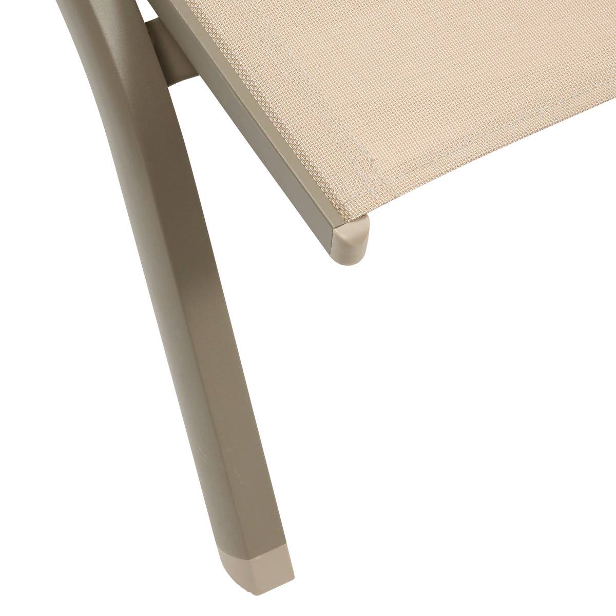 Transat de jardin en aluminium à roulettes 4 positions BONAO beige lin, HESPERIDE