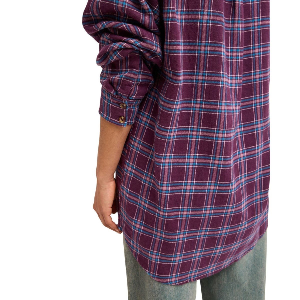 Chemise à carreaux à manches longues LET IT GO CHECK. violet blackberry wine purple plaid, ROXY