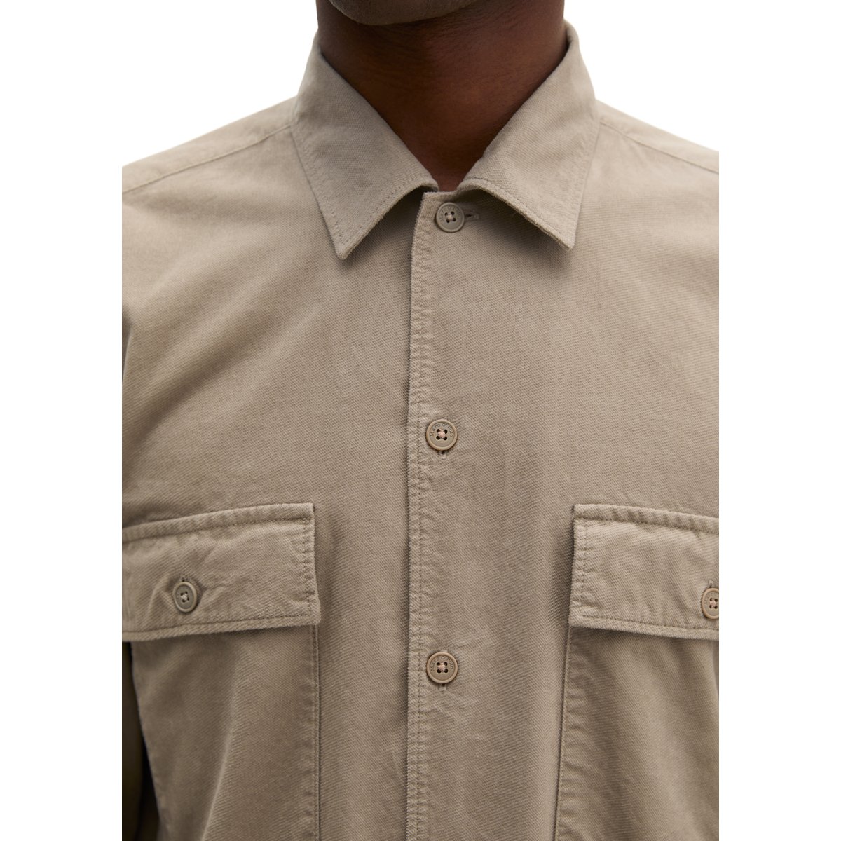 Chemise coupe classique en twill de coton bio au toucher velouté beige, MARC O'POLO