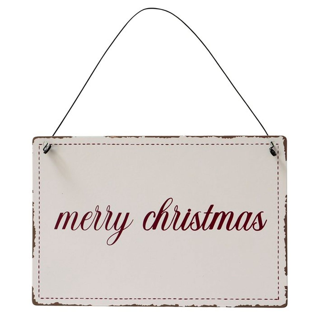 Set de 2 panneaux en métal merry christmas 21x14cm beige, WADIGA