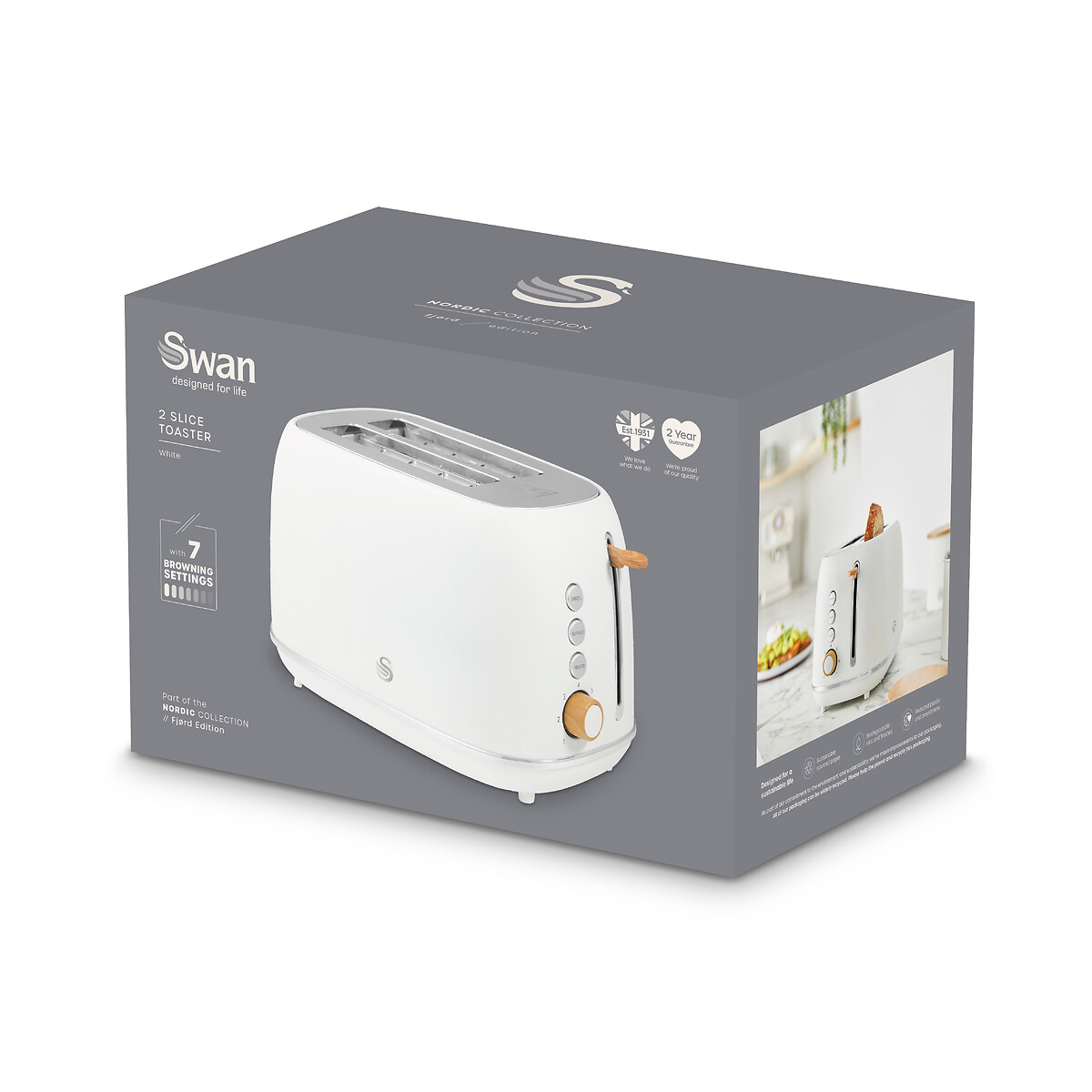 Fjord 2-Slice Toaster white, SWAN