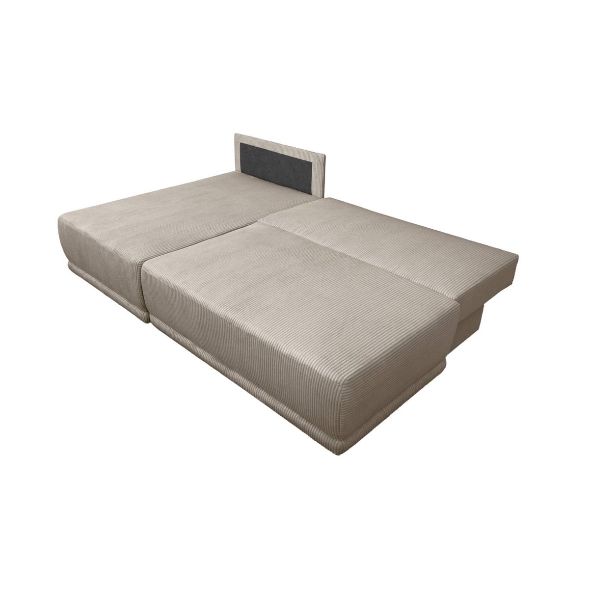 Banquette canapé d'angle gauche convertible 3 places velours côtelé avec coffre NELSON taupe, SWEEEK
