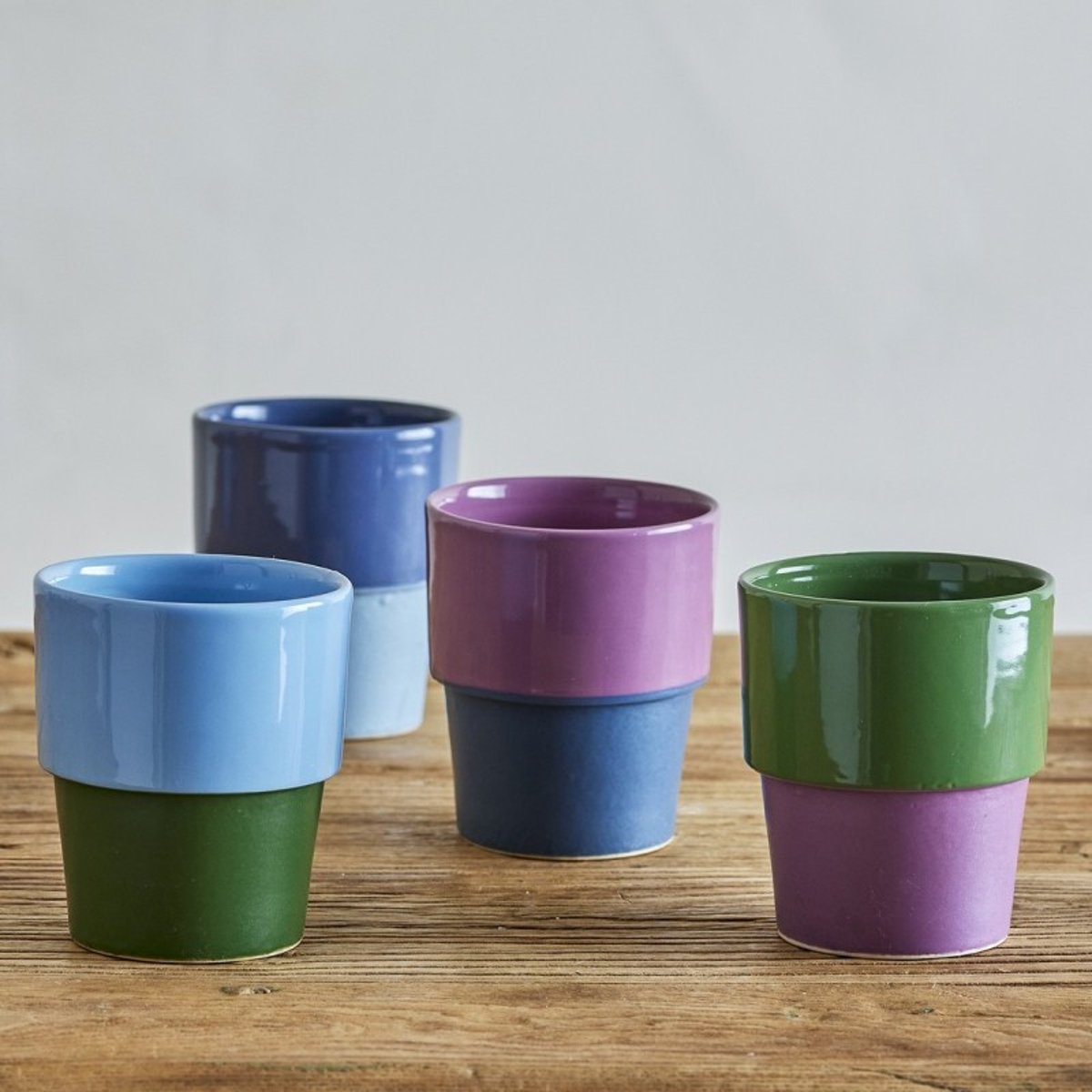 Tasses grès  EWAN set de 4 multicolore, BLOOMINGVILLE