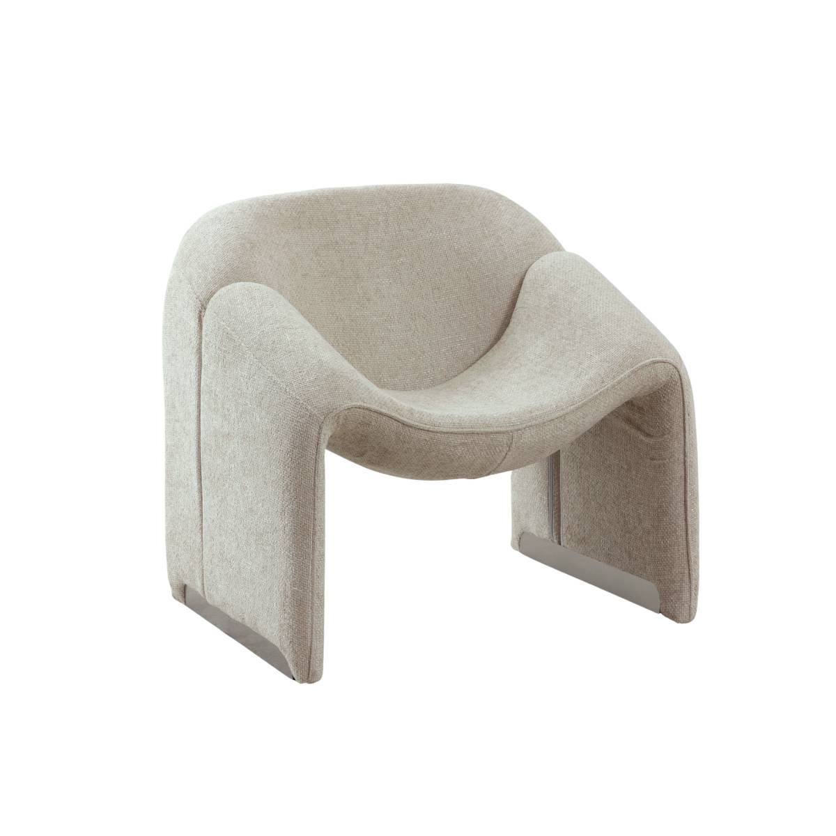 Fauteuil en tissu THÉA blanc, MADE IN MEUBLES