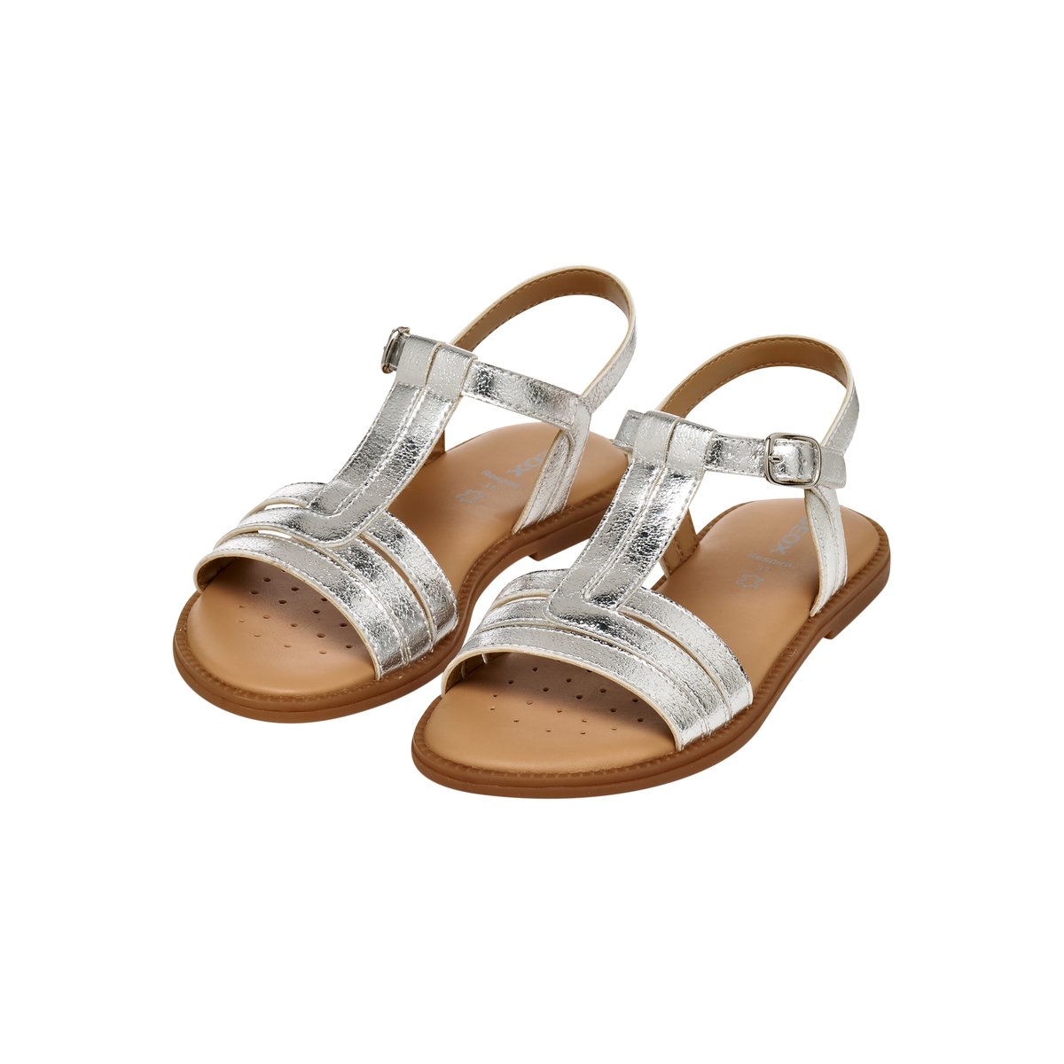 Sandales Cuir J Karly argent, GEOX