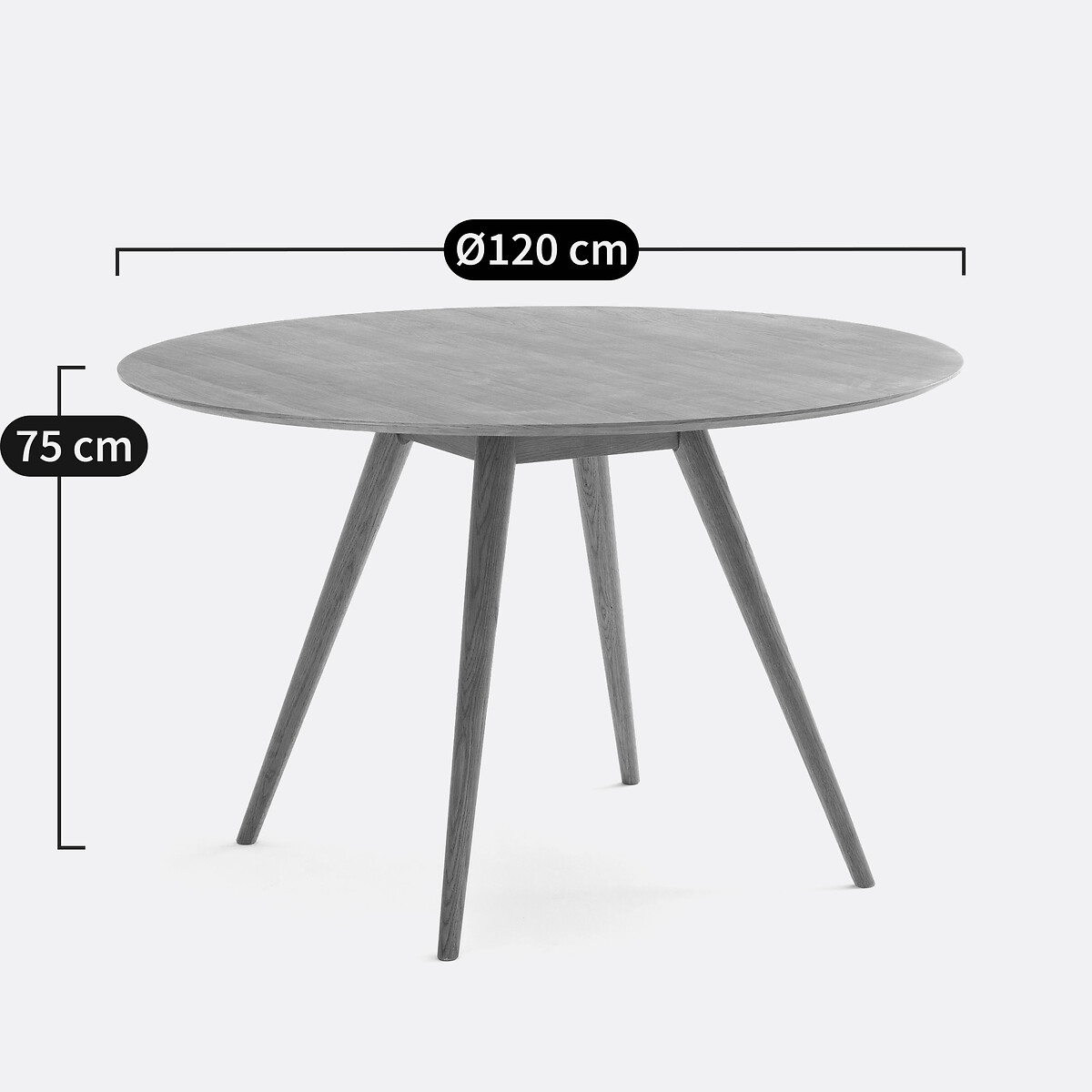 Mesa de comedor, redonda, chapado roble, 4 a 6 comensales, QUILDA roble, LA REDOUTE INTERIEURS