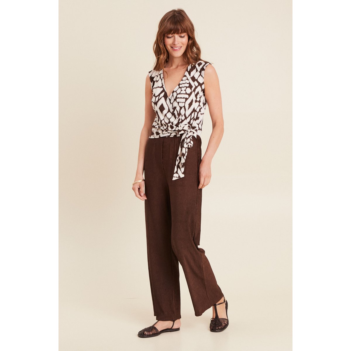 Combinaison pantalon fluide femme marron, BREAL