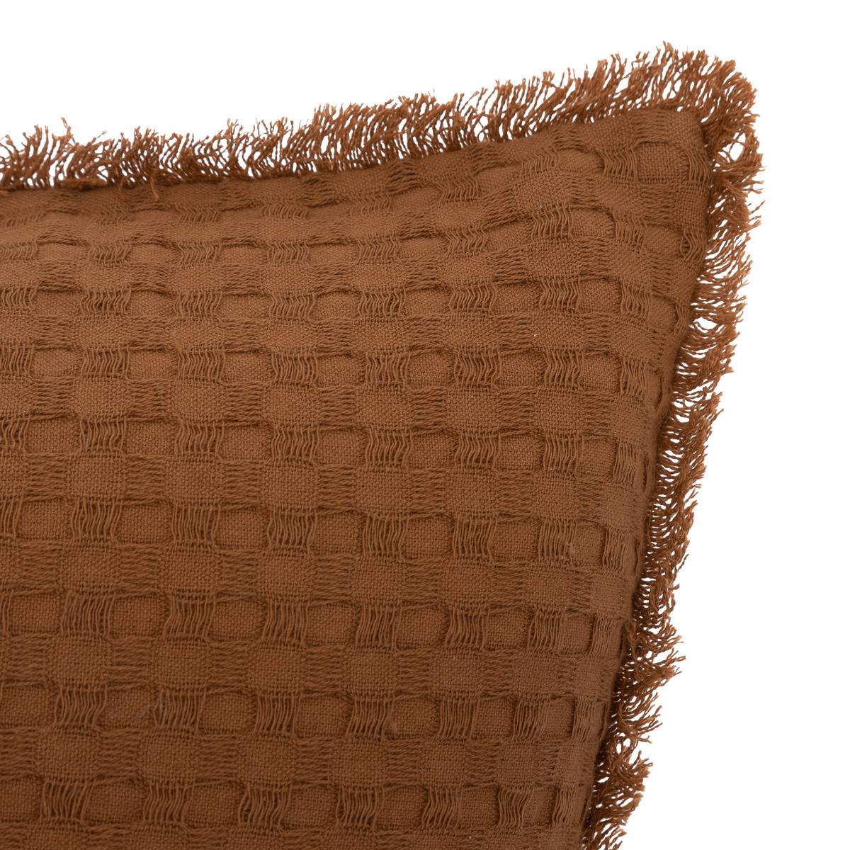 Coussin déhoussable à franges WIDDY terracotta, ATMOSPHERA