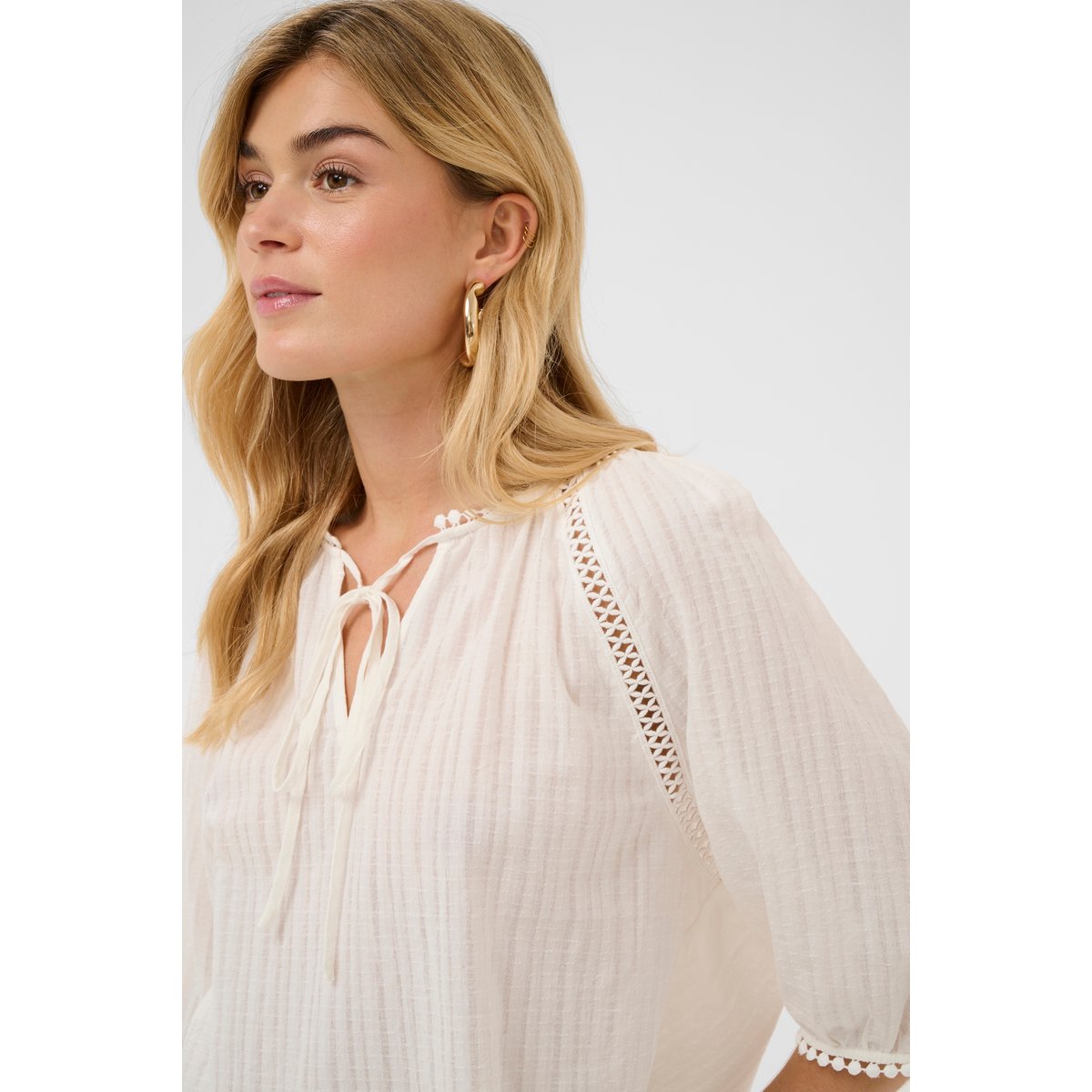Blouse à manches longues blanc snow white, CREAM