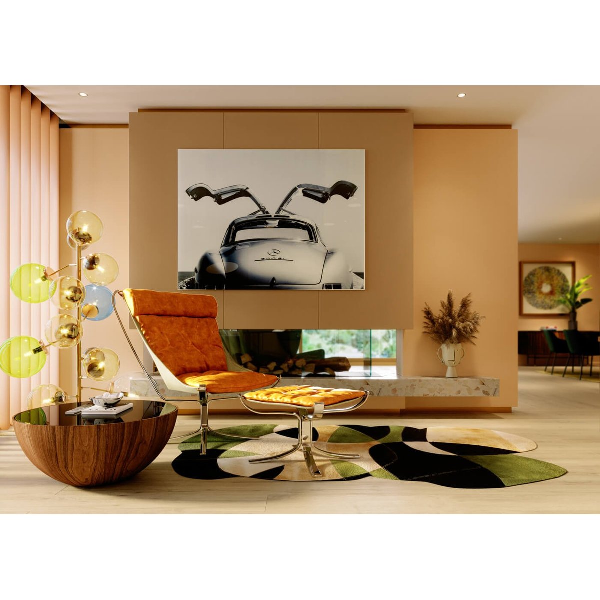 Tableau en verre voiture de collection gris, KARE DESIGN
