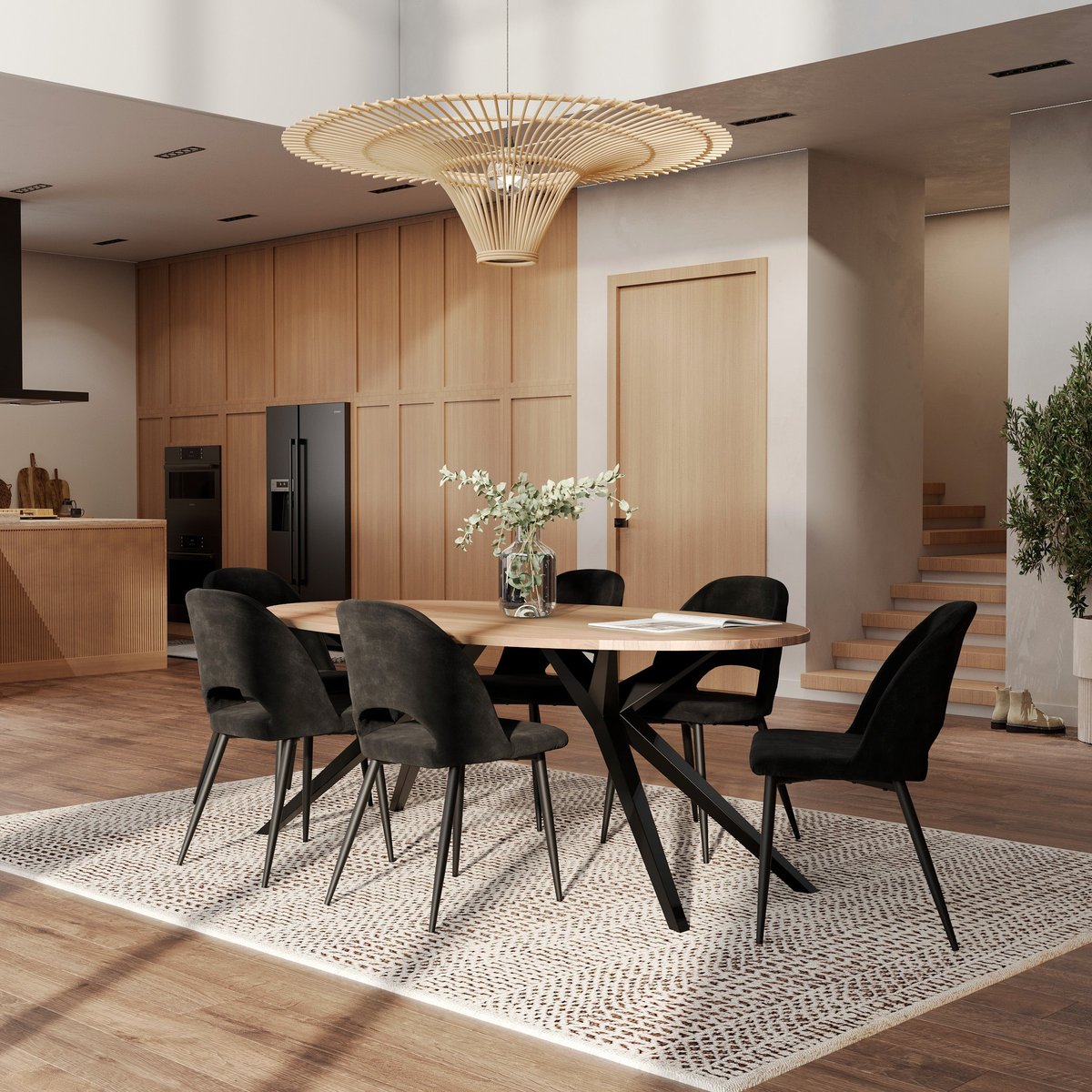 Lot de 2 chaises en velours et pieds en métal - PÉNÉLOPE noir, MAISON PAVANE
