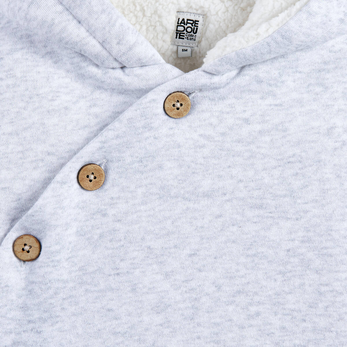 Chaqueta con capucha fija, en felpa, para invierno gris jaspeado, LA REDOUTE COLLECTIONS