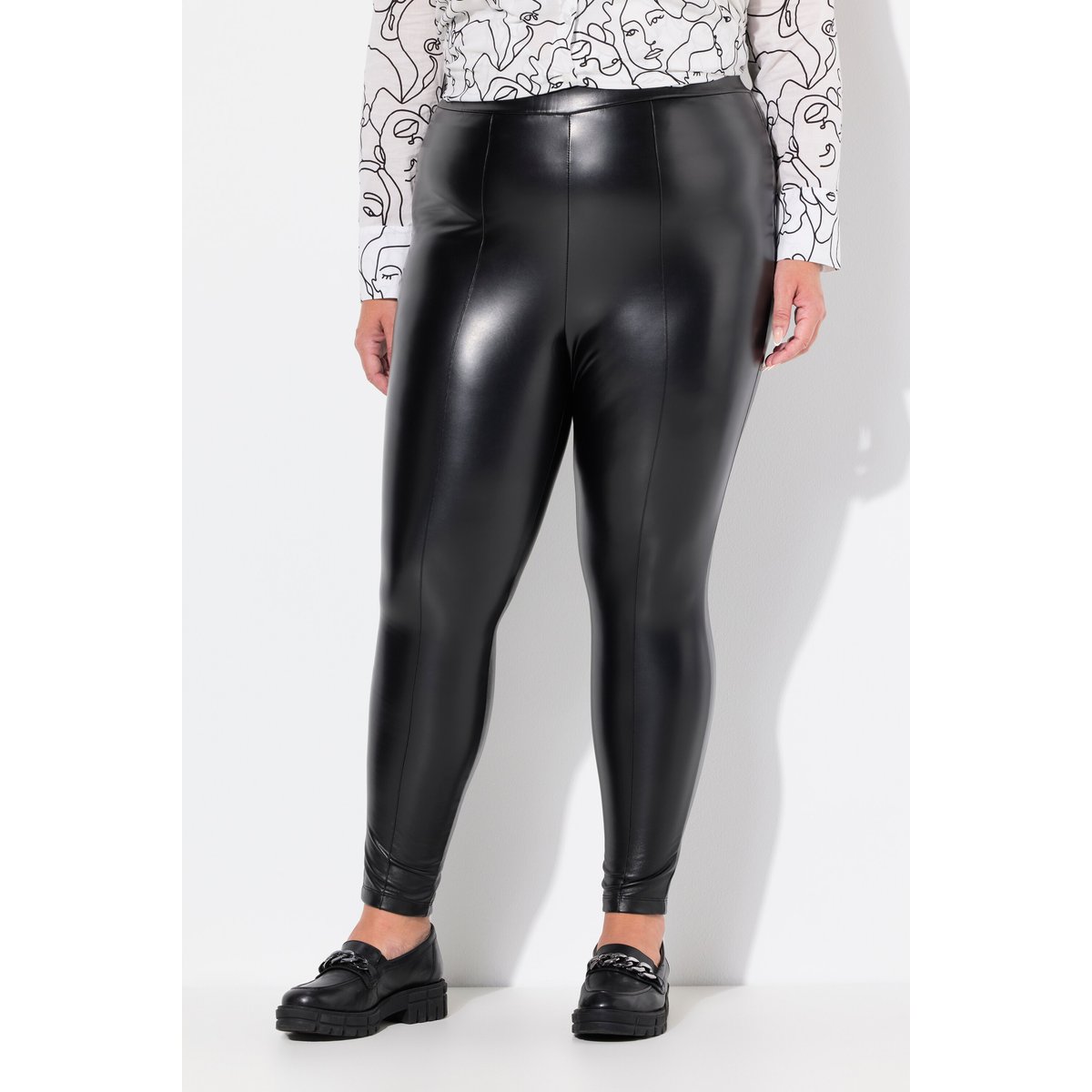 Legging en similicuir, coupe Slim noir, ULLA POPKEN